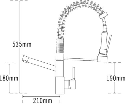 Technical image of Tre Mercati Kitchen Baby Chef Professional Kitchen Tap With Flexible Spray.