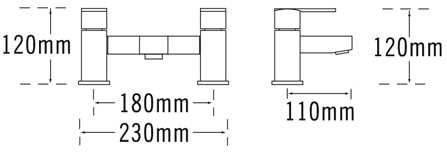 Technical image of Tre Mercati Turn Me On Bath Filler Tap (Chrome).