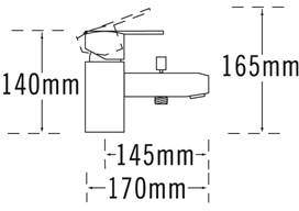 Technical image of Tre Mercati Turn Me On Mono Bath Shower Mixer Tap With Shower Kit.