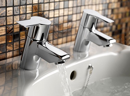 Example image of Tre Mercati Angle Basin Taps (Chrome).