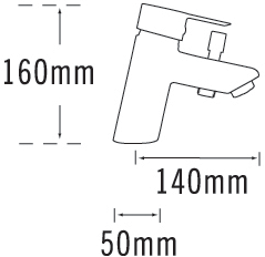 Technical image of Tre Mercati Angle Mono Bath Shower Mixer Tap With Shower Kit (Chrome).