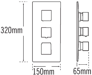 Technical image of Tre Mercati Ora Thermostatic 3 Way Shower Valve (Chrome).