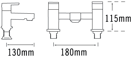 Technical image of Tre Mercati Edge Bath Filler Tap (Chrome).