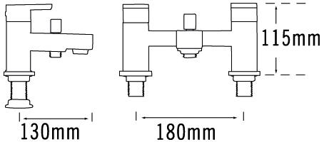 Technical image of Tre Mercati Edge Bath Shower Mixer Tap With Shower Kit (Chrome).