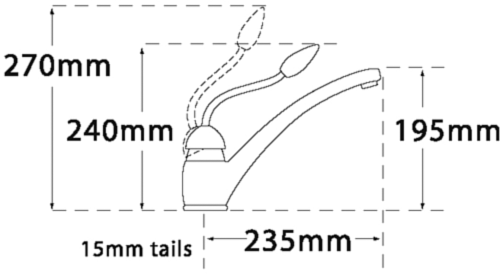 Technical image of Tre Mercati Kitchen Picasso Kitchen Tap (Chrome).