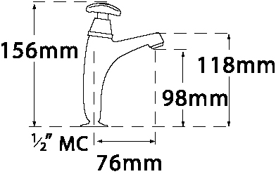 Technical image of Tre Mercati Kitchen Capri High Neck Kitchen Taps With Cross Heads (Chrome).