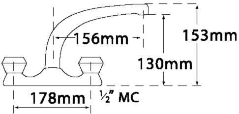 Technical image of Tre Mercati Kitchen Capri Dual Flow Mixer Kitchen Tap With Italy Heads (Chrome).