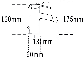 Technical image of Tre Mercati Bella Bidet Mixer Tap With Pop Up Waste (Chrome).