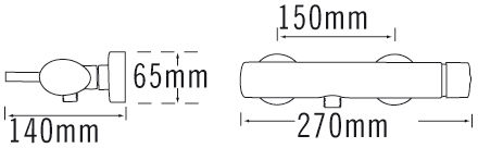 Technical image of Tre Mercati Bella Manual Bar Shower Valve (Chrome).