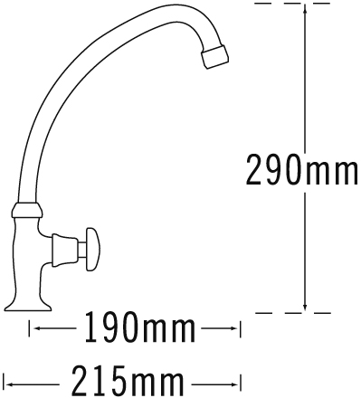 Technical image of Tre Mercati Kitchen Capri Single Handle Catering  Kitchen Tap (Chrome).