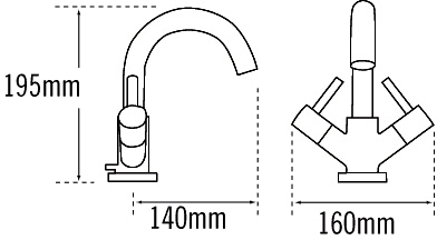 Technical image of Tre Mercati Poppy Mono Basin Mixer Tap With Click Clack Waste (Chrome).