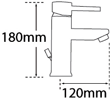 Technical image of Tre Mercati Poppy Mono Basin Mixer Tap With Pop Up Waste (Chrome).