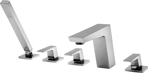 Larger image of Tre Mercati Wilde 5 Tap Hole Bath Shower Mixer Tap With Shower Kit (Chrome).