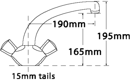 Technical image of Tre Mercati Kitchen Economy Dual Flow Kitchen Tap (Chrome).