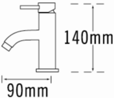 Technical image of Tre Mercati Milan Mini Basin Mixer Tap With Click Clack Waste (Chrome).