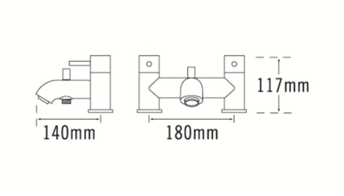 Technical image of Tre Mercati Milan Pillar Bath Filler Tap (Matt Black).