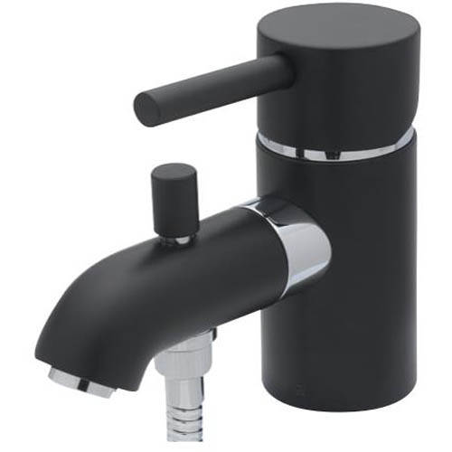 Larger image of Tre Mercati Milan Mono Bath Shower Mixer Tap With Kit (Matt Black).