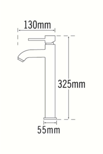 Technical image of Tre Mercati Milan Extended Basin Mixer Tap (Matt Black).