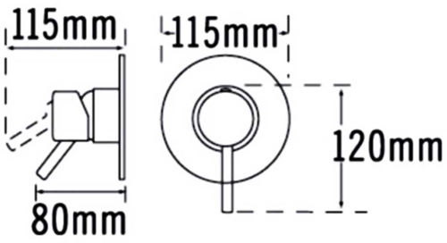 Technical image of Tre Mercati Milan Exposed Manual Shower Valve (Matt Black).