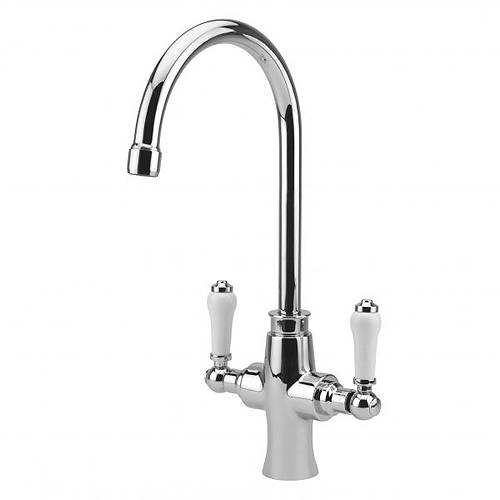 Larger image of Tre Mercati Kitchen Victoria Bianco Kitchen Tap (Chrome & White).