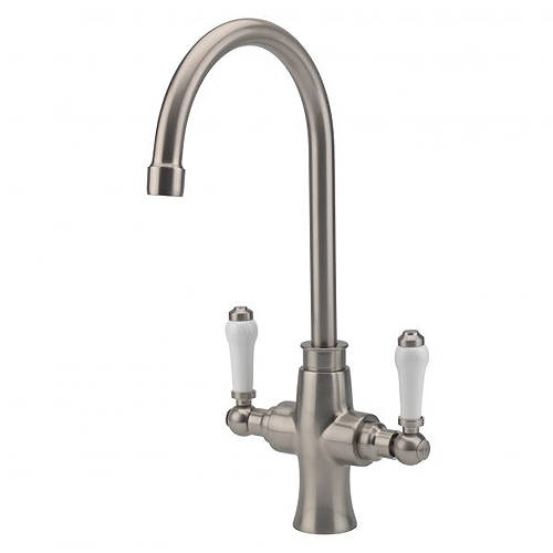 Larger image of Tre Mercati Kitchen Victoria Bianco Kitchen Tap (Brushed Nickel & White).