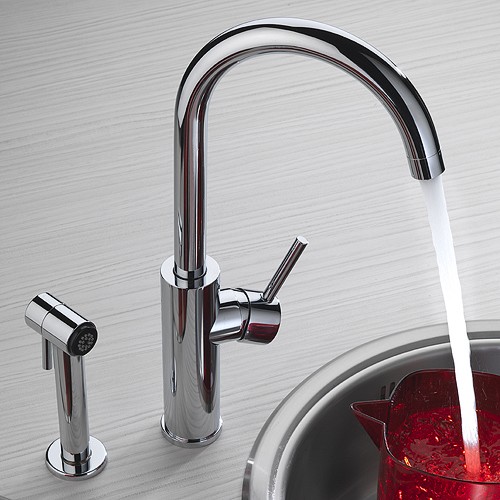 Larger image of Tre Mercati Kitchen Nelly 2 Hole Kitchen Tap With Side Spray (Chrome).