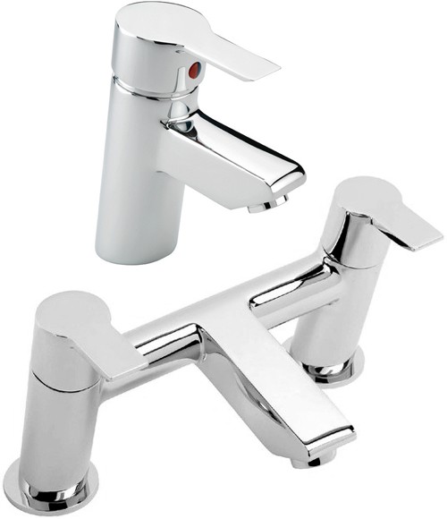 Larger image of Tre Mercati Angle Bath Filler & Basin Tap Set (Chrome).