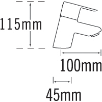 Technical image of Tre Mercati Angle Bath & Basin Taps Set (Chrome).