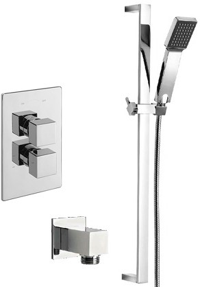 Larger image of Tre Mercati Dance Twin Thermostatic Shower Valve With Slide Rail & Wall Outlet.