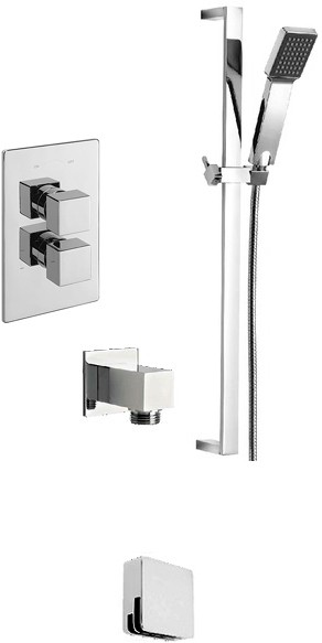 Larger image of Tre Mercati Dance Twin Thermostatic Shower Valve With Slide Rail & Bath Filler.