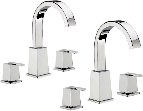 Larger image of Tre Mercati Mr Darcy 3 Hole Basin & 3 Hole Bath Filler Tap Set (Chrome).