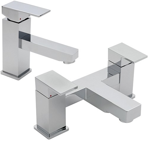 Larger image of Tre Mercati Edge Bath Filler & Basin Tap Set (Chrome).