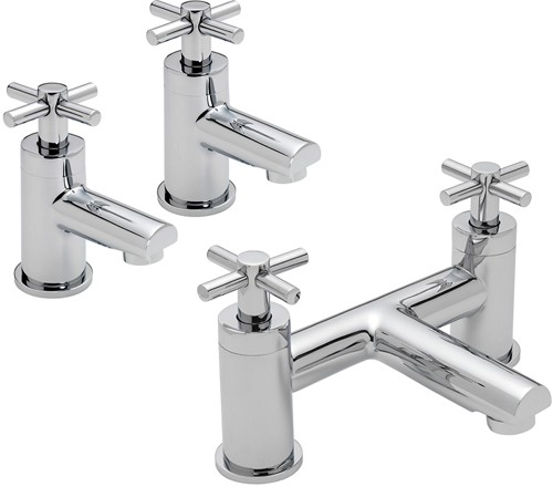 Larger image of Tre Mercati Erin Bath Filler & Basin Taps Set (Chrome).