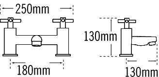 Technical image of Tre Mercati Erin Bath Filler & Basin Taps Set (Chrome).