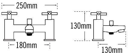 Technical image of Tre Mercati Erin Bath Shower Mixer & Basin Taps Set (Chrome).