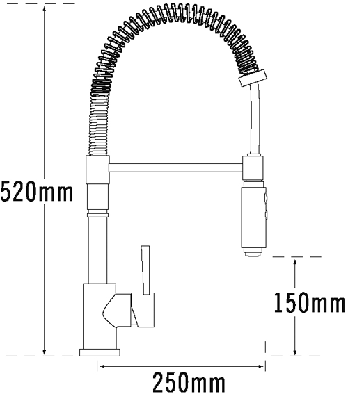 Technical image of Tre Mercati Kitchen Cappuccino Kitchen Tap With Flexible Spray.