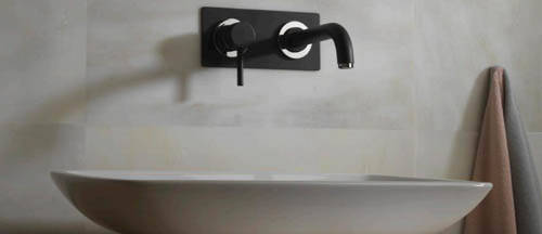 Example image of Tre Mercati Milan Wall Mounted Basin & Bath Tap Pack (Matt Black).