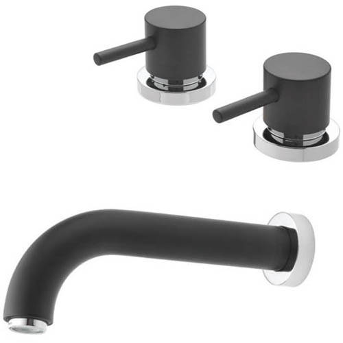 Larger image of Tre Mercati Milan 3/4" Side Valves & Bath Spout Pack (Matt Black).