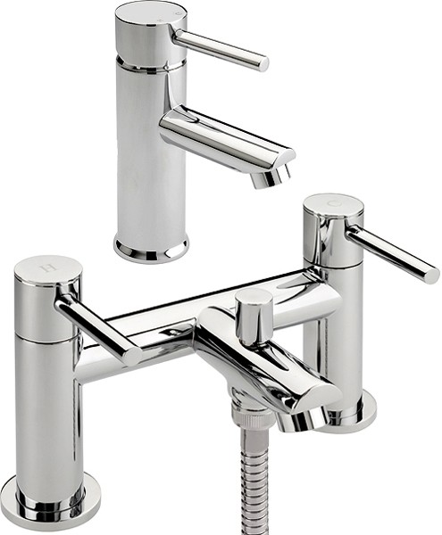 Larger image of Tre Mercati Poppy Bath Shower Mixer & Basin Tap Set (Chrome).