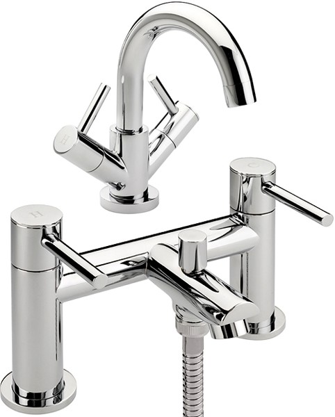 Larger image of Tre Mercati Poppy Bath Shower Mixer & Basin Tap Set (Chrome).