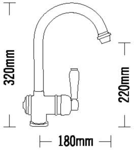 Technical image of Tre Mercati Kitchen Series 900 Side Lever Kitchen Tap (Chrome).