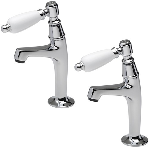 Larger image of Tre Mercati Kitchen Series 900 Lever High Neck Pillar Taps (Chrome, Pair).