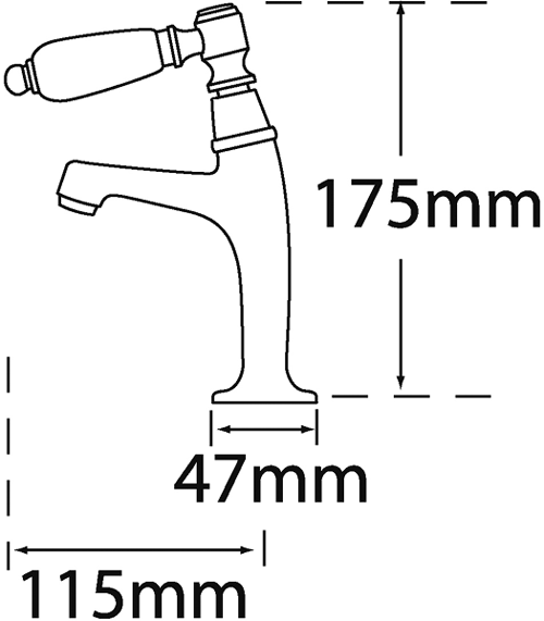 Technical image of Tre Mercati Kitchen Series 900 Lever High Neck Pillar Taps (Chrome, Pair).