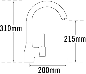 Technical image of Tre Mercati Kitchen Saturn Kitchen Tap (Chrome).