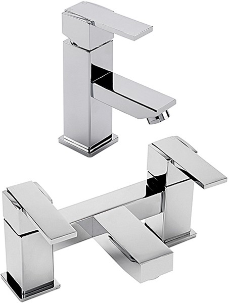 Larger image of Tre Mercati Turn Me On Basin Tap & Bath Filler Tap Set (Chrome).