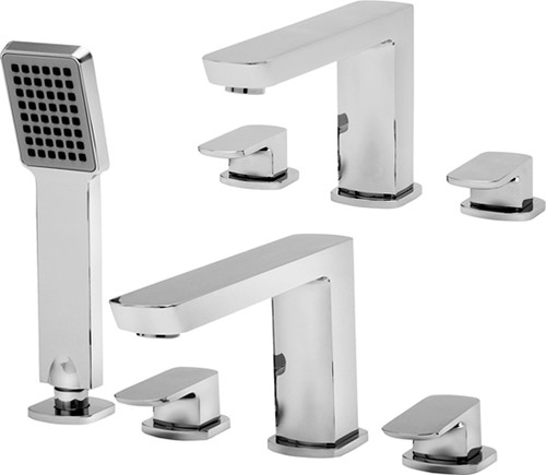 Larger image of Tre Mercati Vamp 3 Hole Basin & 4 Hole Bath Shower Mixer Tap Set (Chrome).