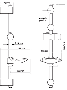Technical image of Triton Showers T80Z Fast Fit Electric Shower, 8.5kW (White & Chrome).