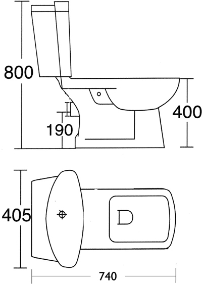 Technical image of Thames Square designer four piece bathroom suite with 1 tap hole basin.