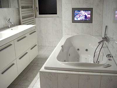 Example image of Tilevision 17" Widescreen Bathroom TV with remote control..