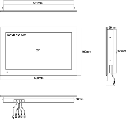 Technical image of TechVision 24" Edge Waterproof Mirror TV (LED, 1080p).